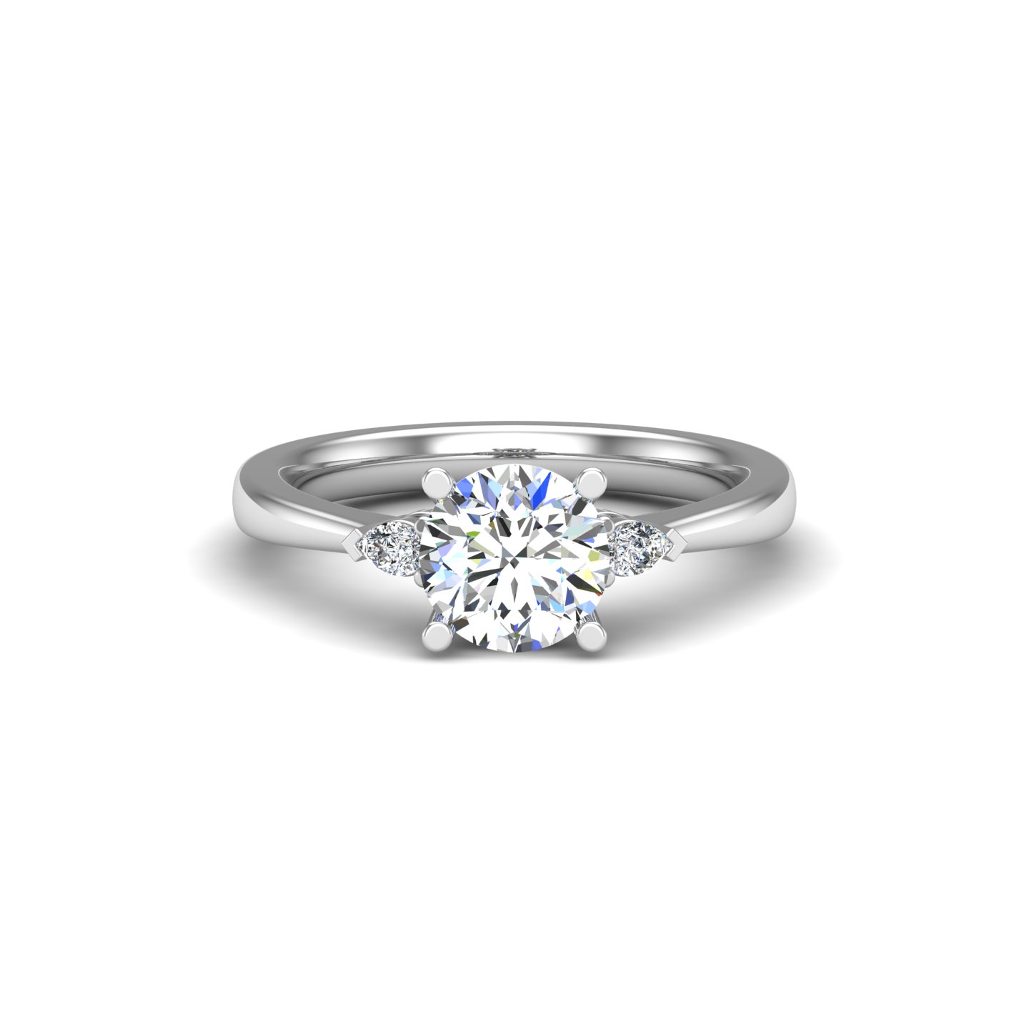 Mira 3 Stone ring with Pear sides